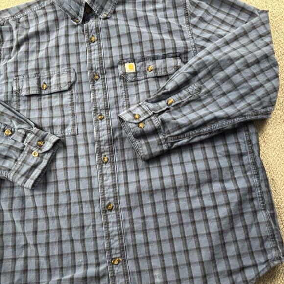 Carhartt Shirt Adult Large Check Button Up Long Sleeve Workwear Casual Men's - Picture 5 of 14
